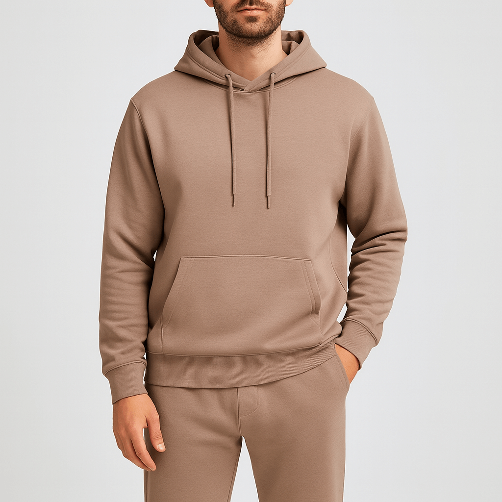 Albert | Mjukisset för herr med hoodie - Aprikos