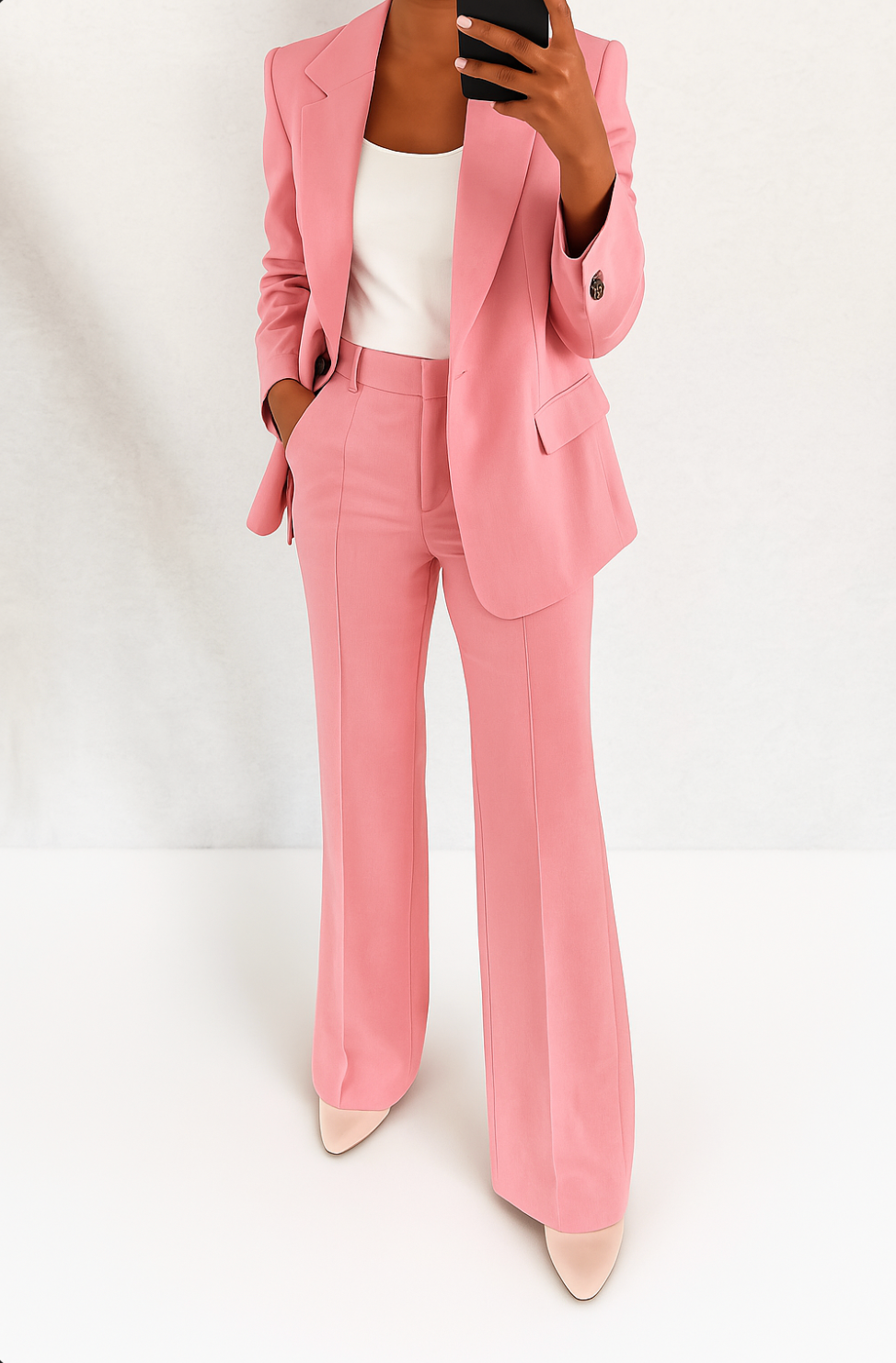 Elin | Elegant byxset för dam med kavaj - Rosa