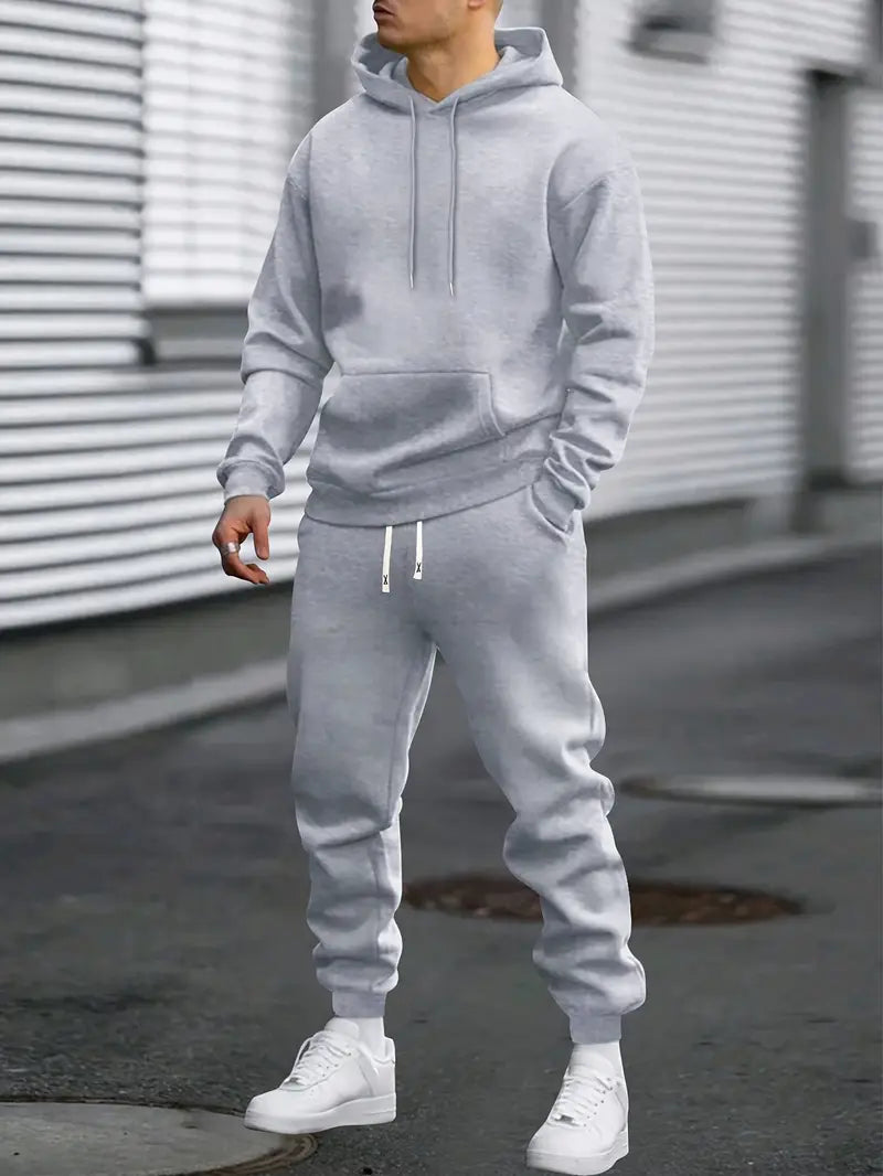 Loke | Mjukisset för herr med hoodie och byxor - Ljusgrå
