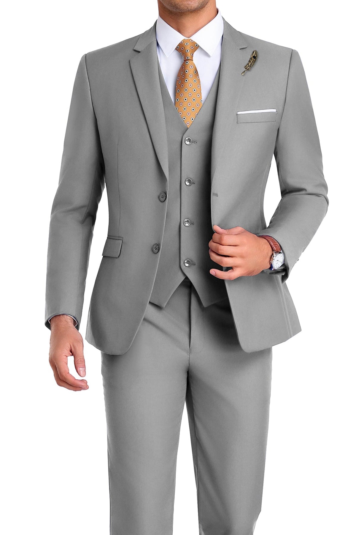 Martin | Tredelad kostym för herr med slim fit - Grå