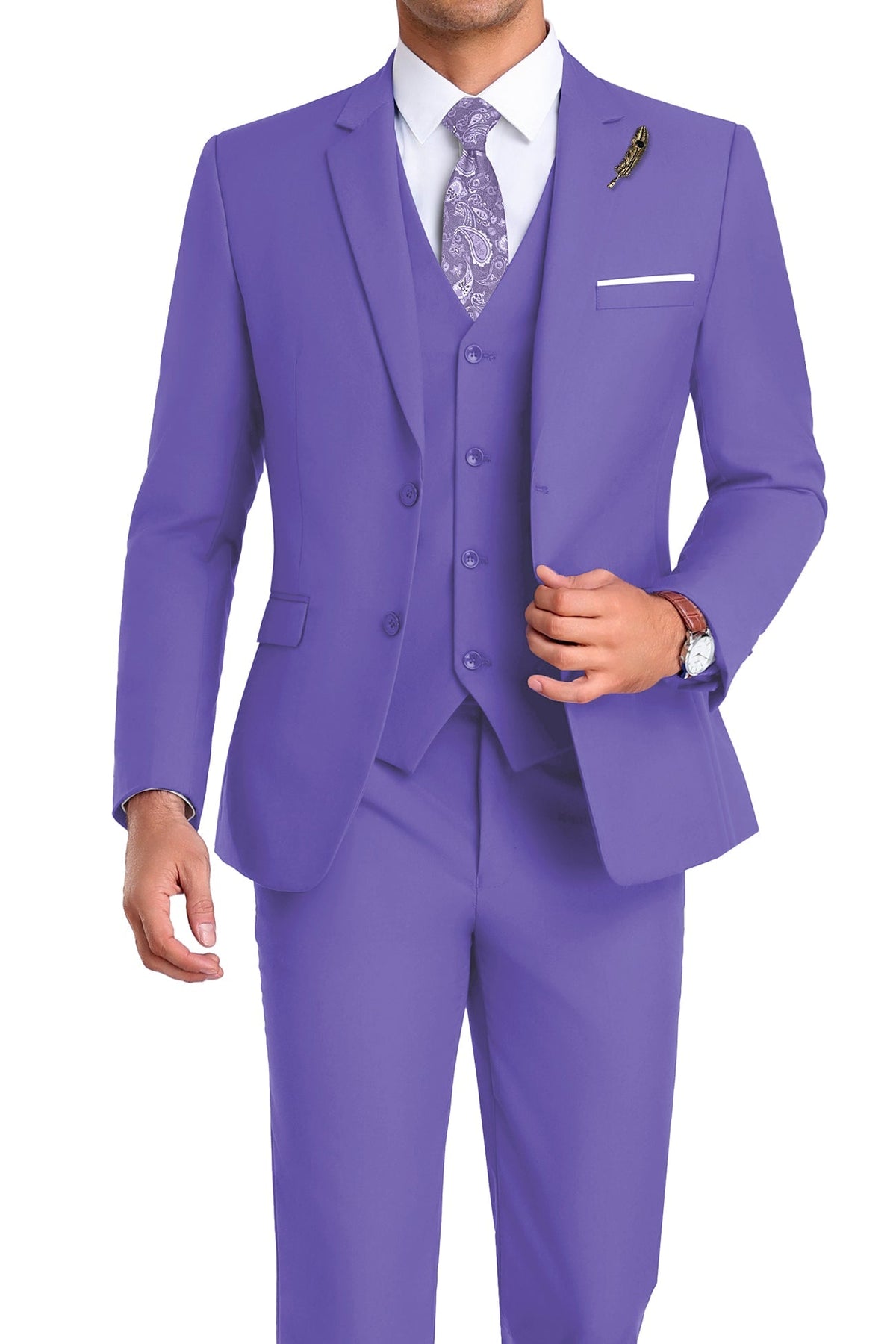 Martin | Tredelad kostym för herr med slim fit - Lila