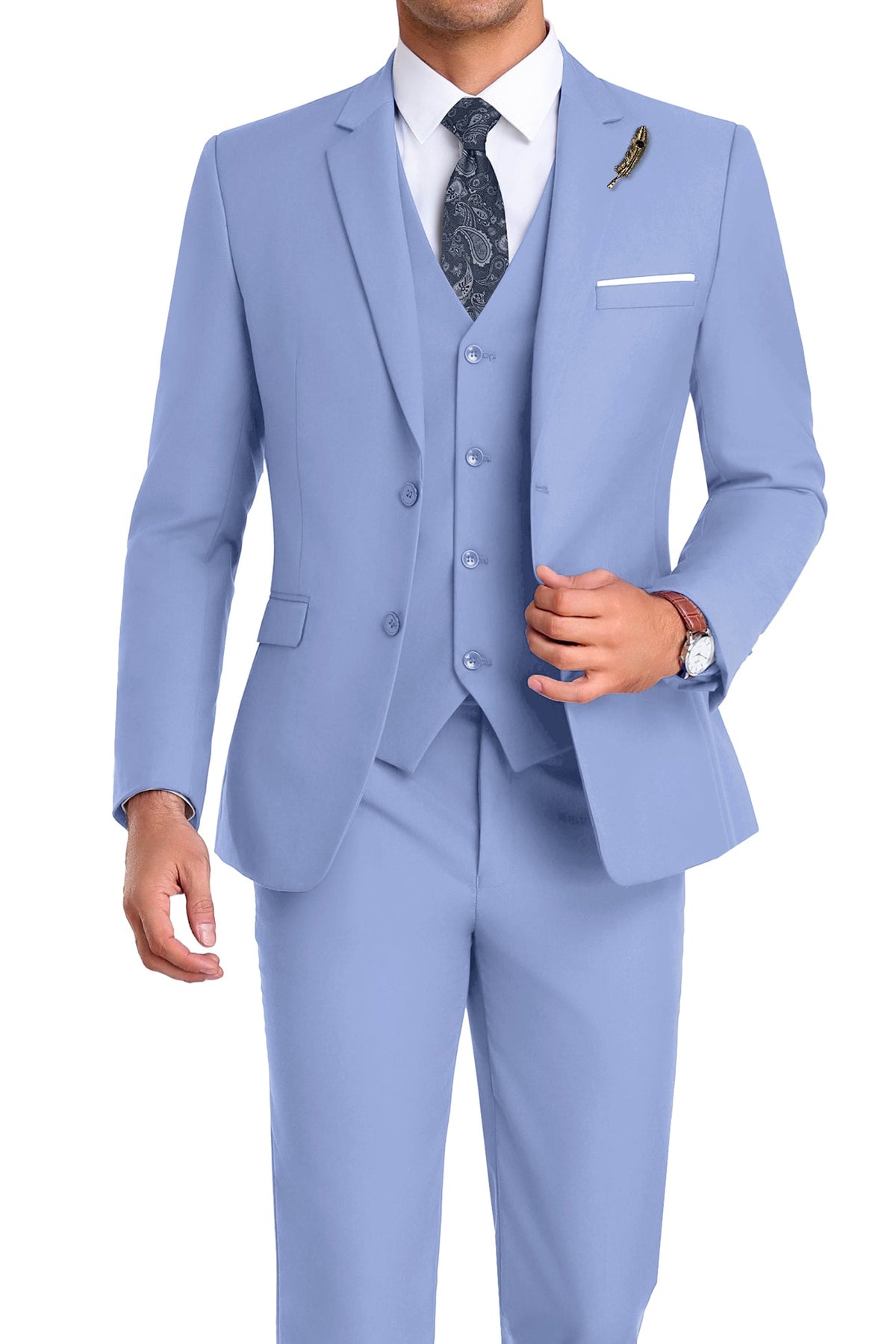 Martin | Tredelad kostym för herr med slim fit - Ljuslila