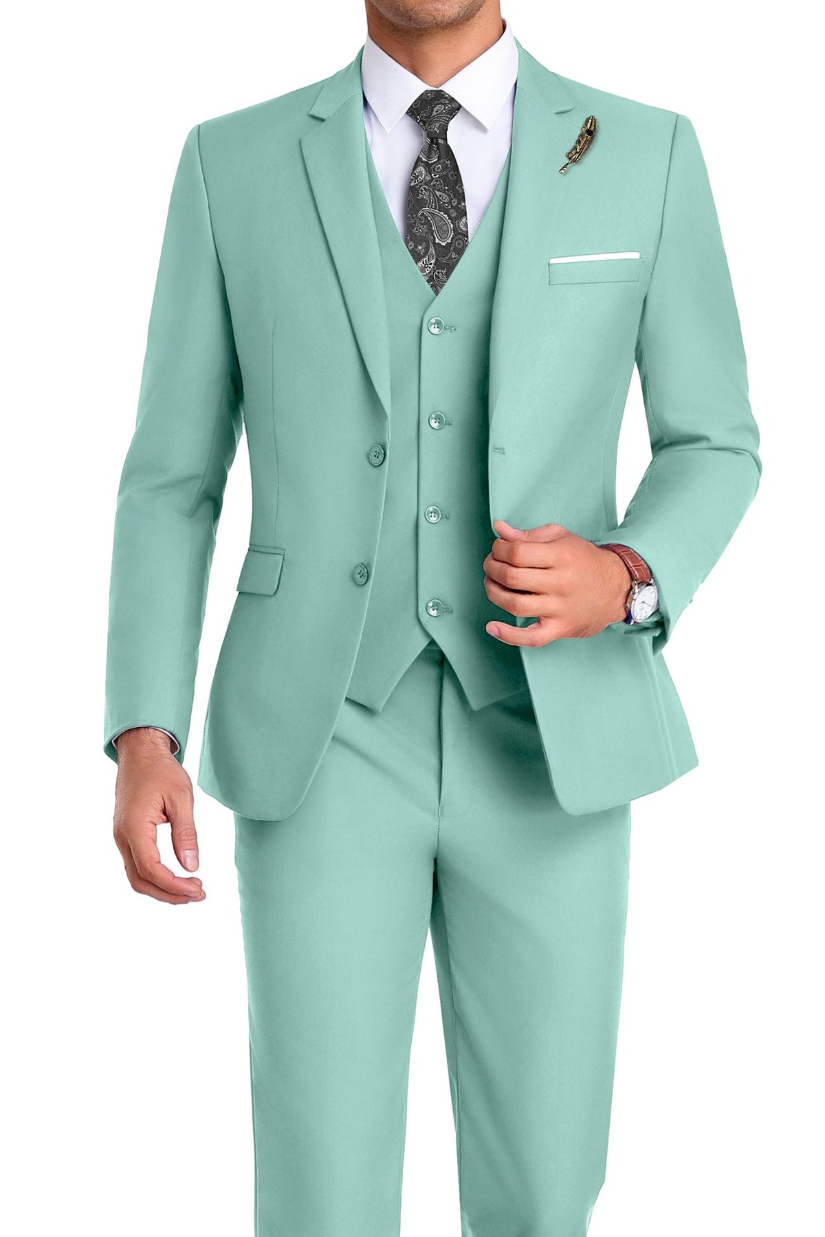 Martin | Tredelad kostym för herr med slim fit - Mintgrön