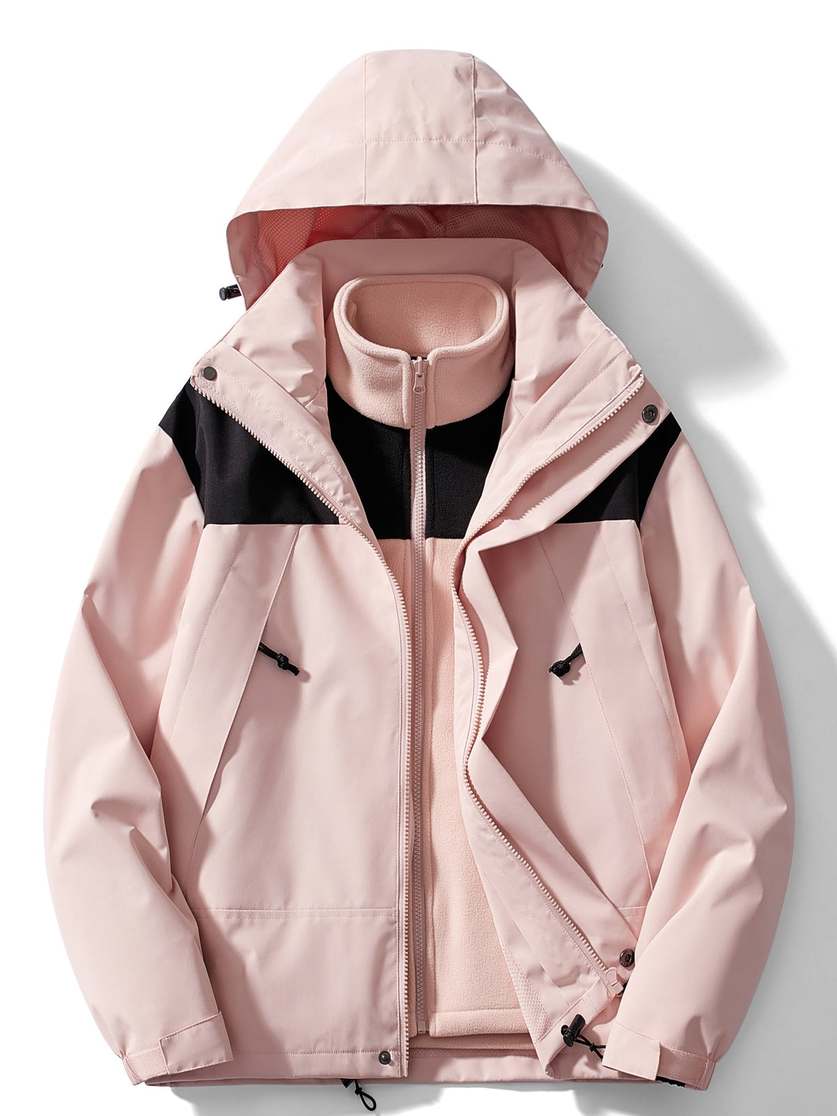 Monica | 3-i-1 fleecejacka dam med huva - Rosa