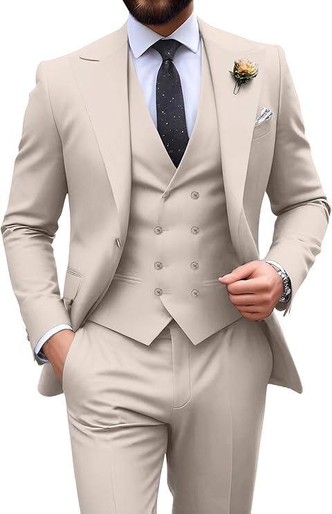 Otto | Tredelad kostym för herr med slim passform - Beige