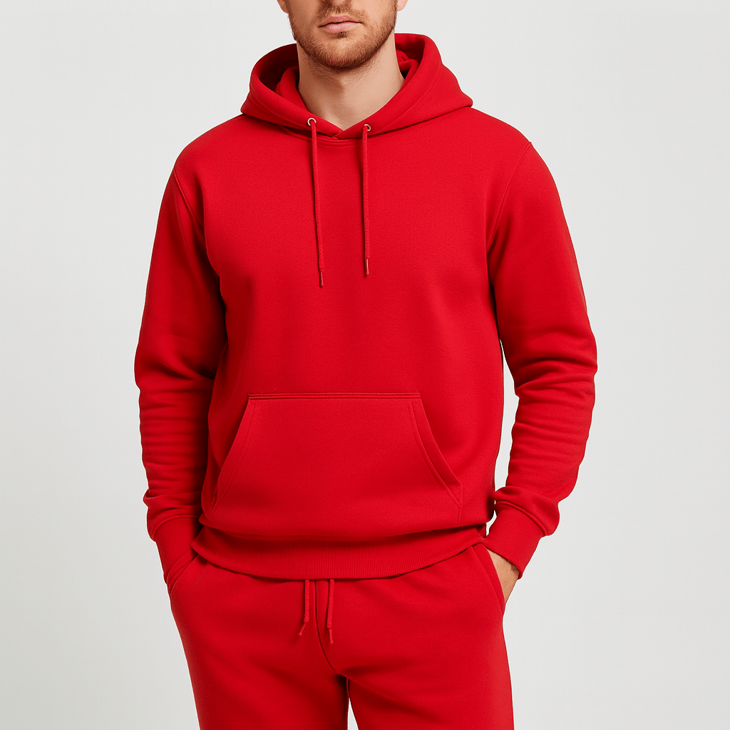 Albert | Mjukisset för herr med hoodie - Röd
