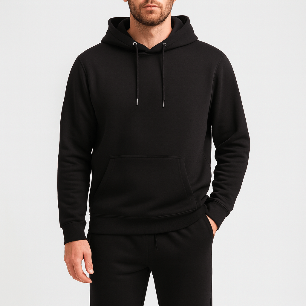 Albert | Mjukisset för herr med hoodie - Svart