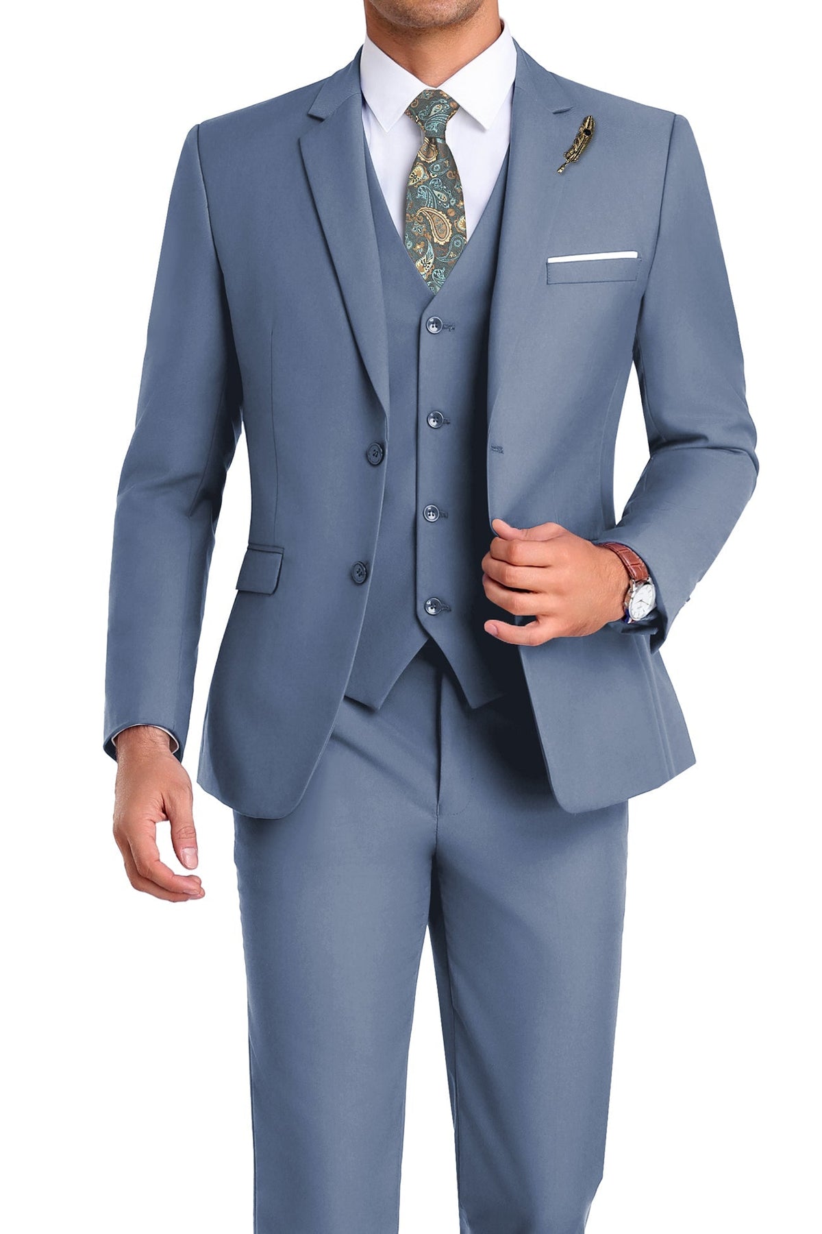 Martin | Tredelad kostym för herr med slim fit - Denimblå