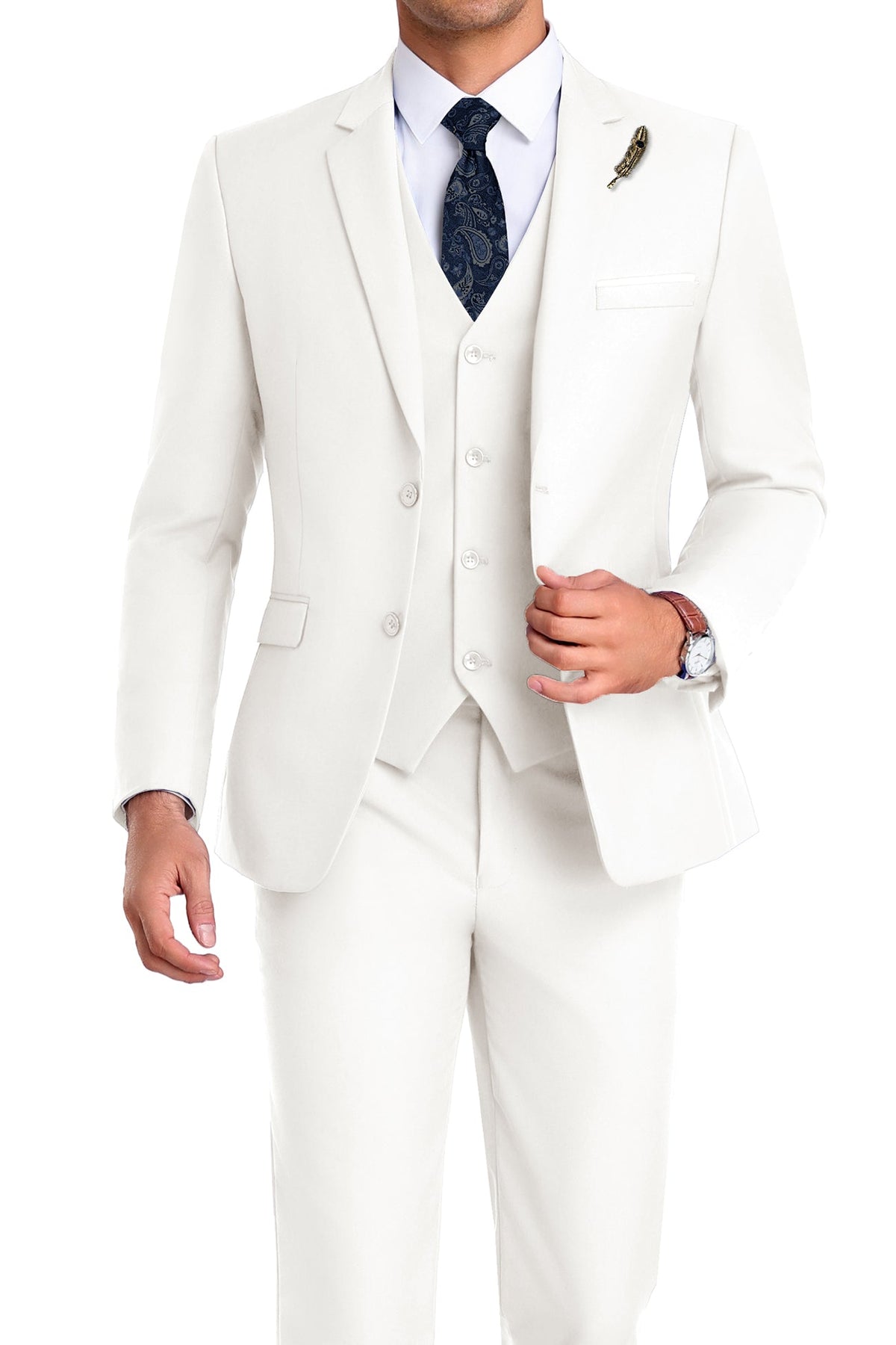 Martin | Tredelad kostym för herr med slim fit - Elfenben