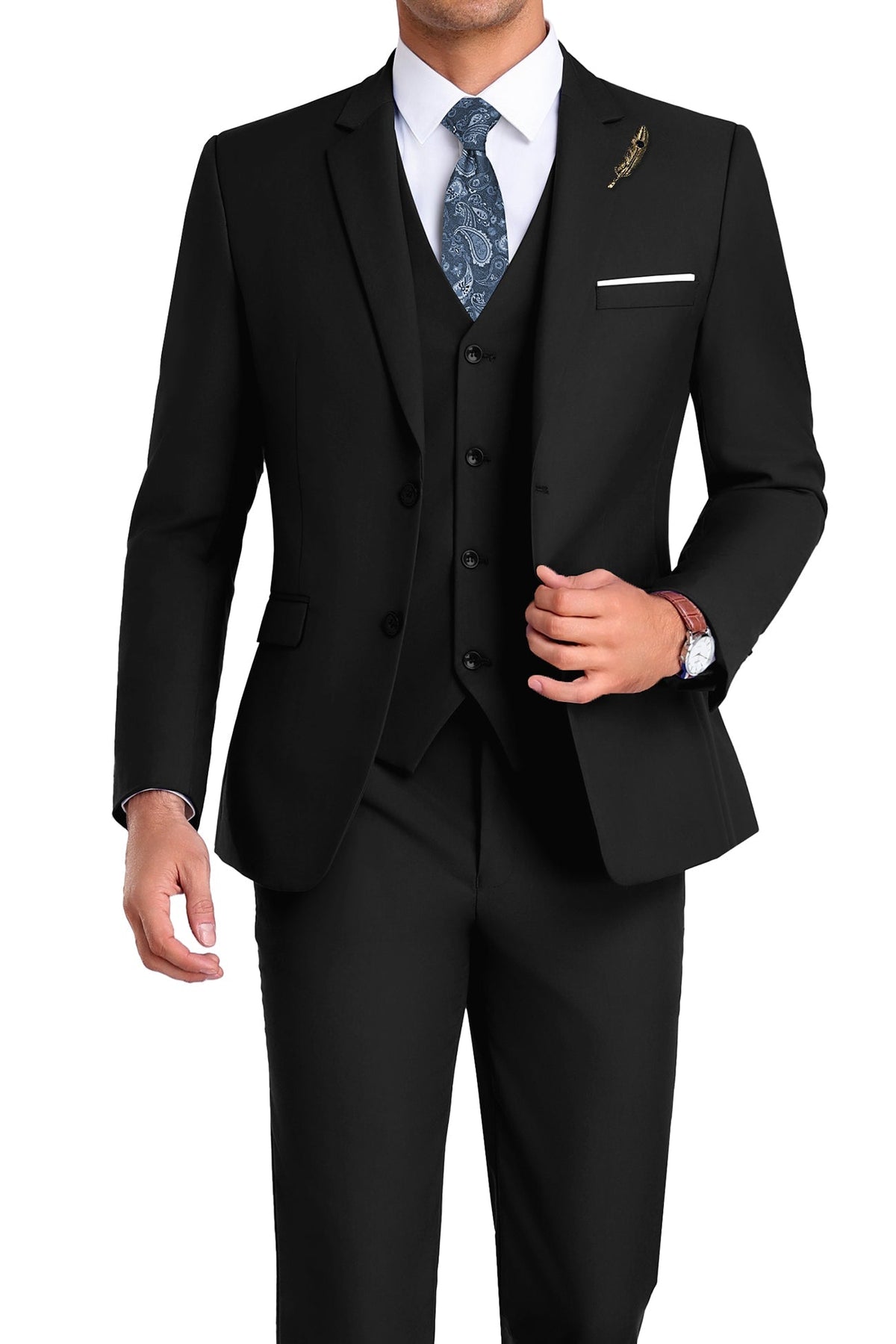 Martin | Tredelad kostym för herr med slim fit - Svart