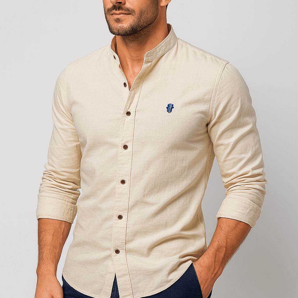Mattias | Långärmad skjorta för herr, slim fit - Aprikos