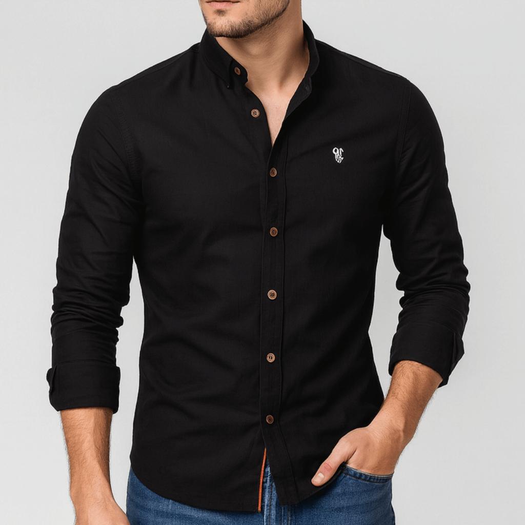 Mattias | Långärmad skjorta för herr, slim fit - Svart